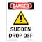 Signmission OSHA Danger Sign, Sudden Drop Off, 10in X 7in Decal, 7" W, 10" H, Portrait, Sudden Drop Off OS-DS-D-710-V-1584 - alternate 1